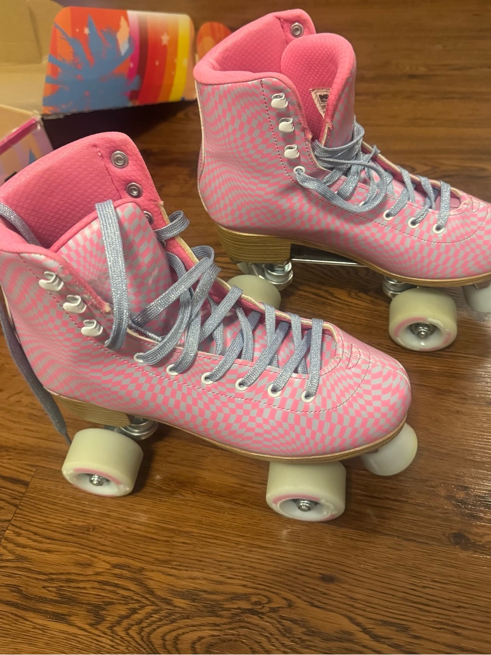 Impala Pink Checkerboard Women's Quad Roller Skates - Picture 4 of 7